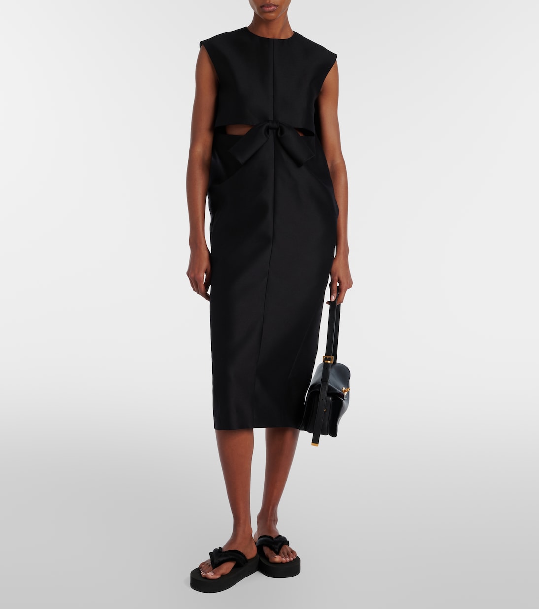 Cutout crêpe satin midi dress | Balenciaga