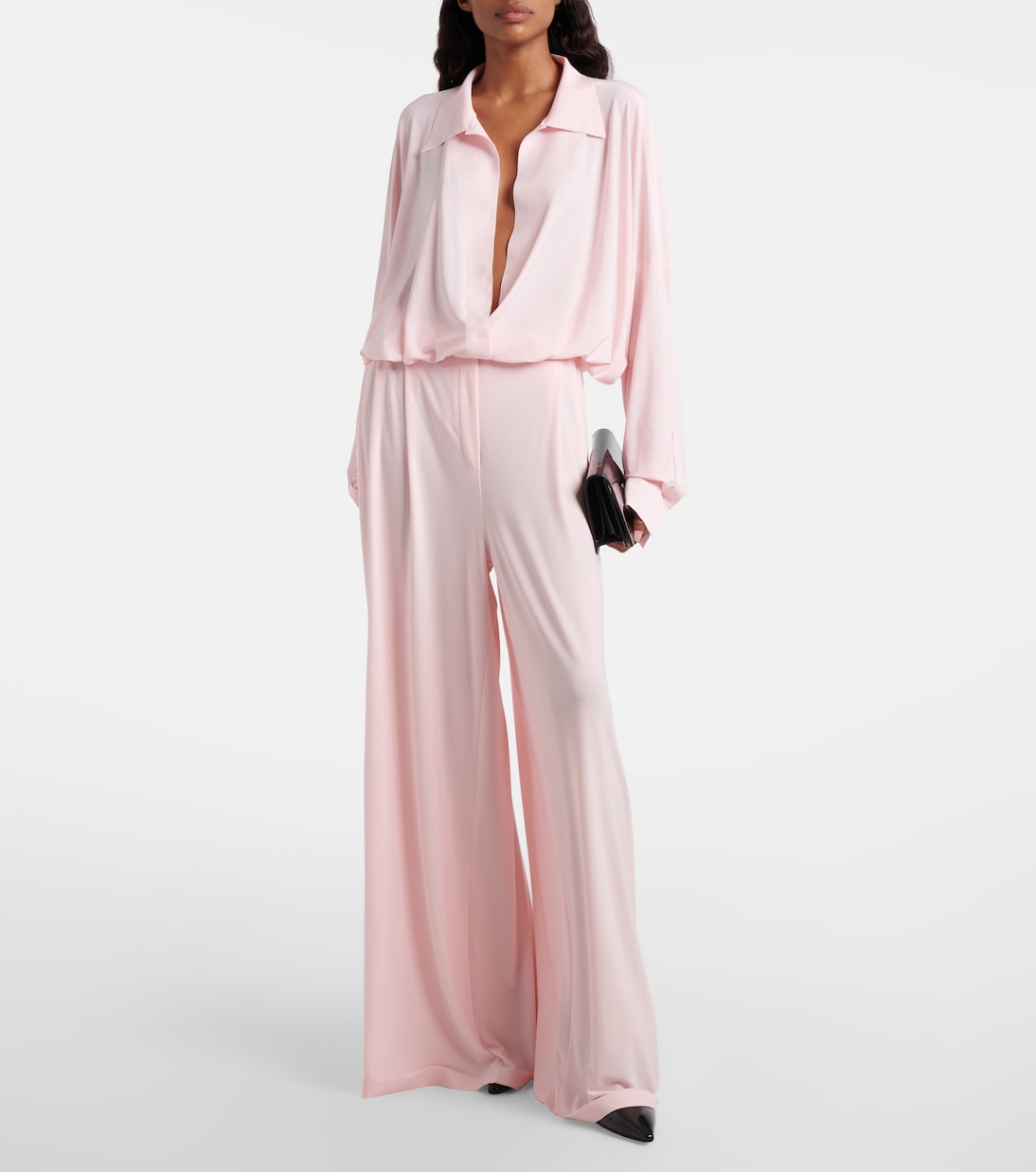 بنطلون بأرجل واسعة وخصر عالي | Norma Kamali