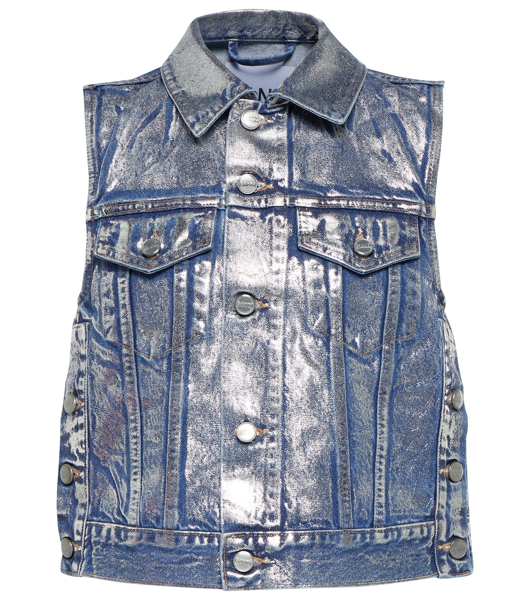 Chaleco de denim metalizado | Ganni