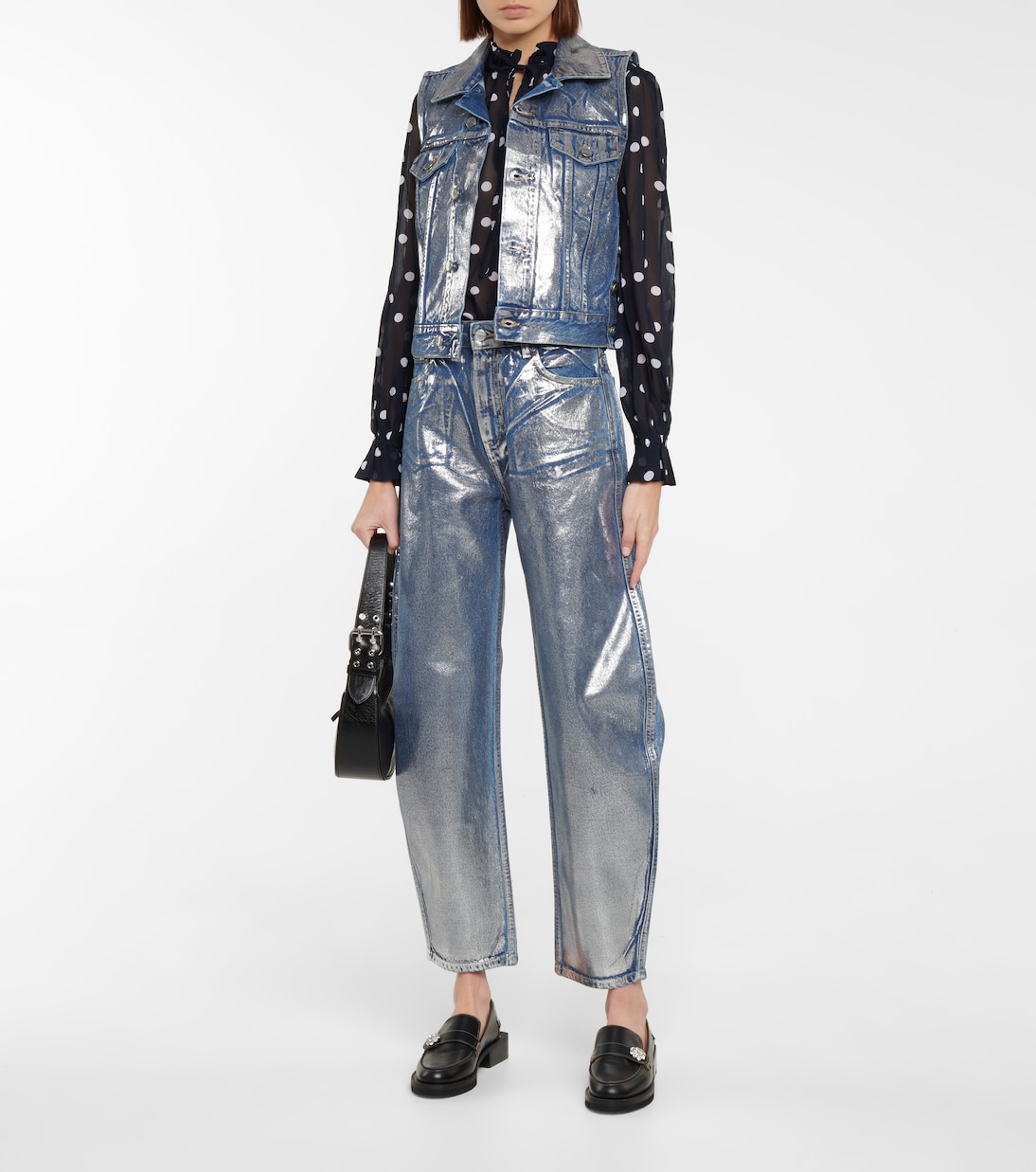 Chaleco de denim metalizado | Ganni