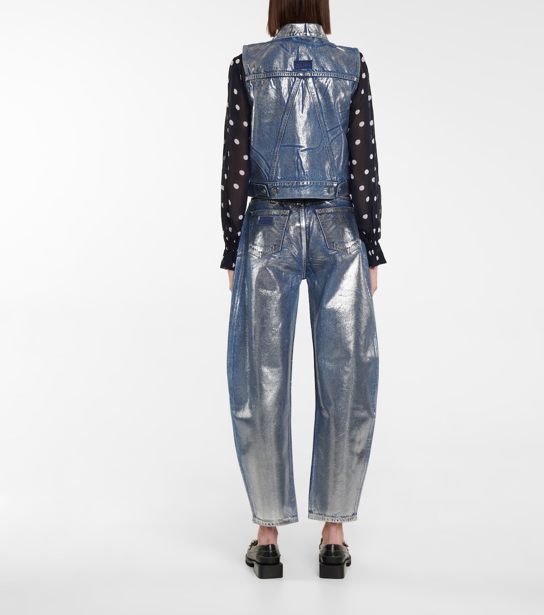Chaleco de denim metalizado | Ganni
