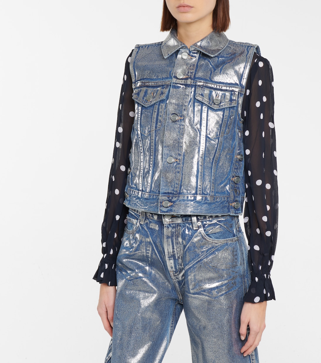 Chaleco de denim metalizado | Ganni