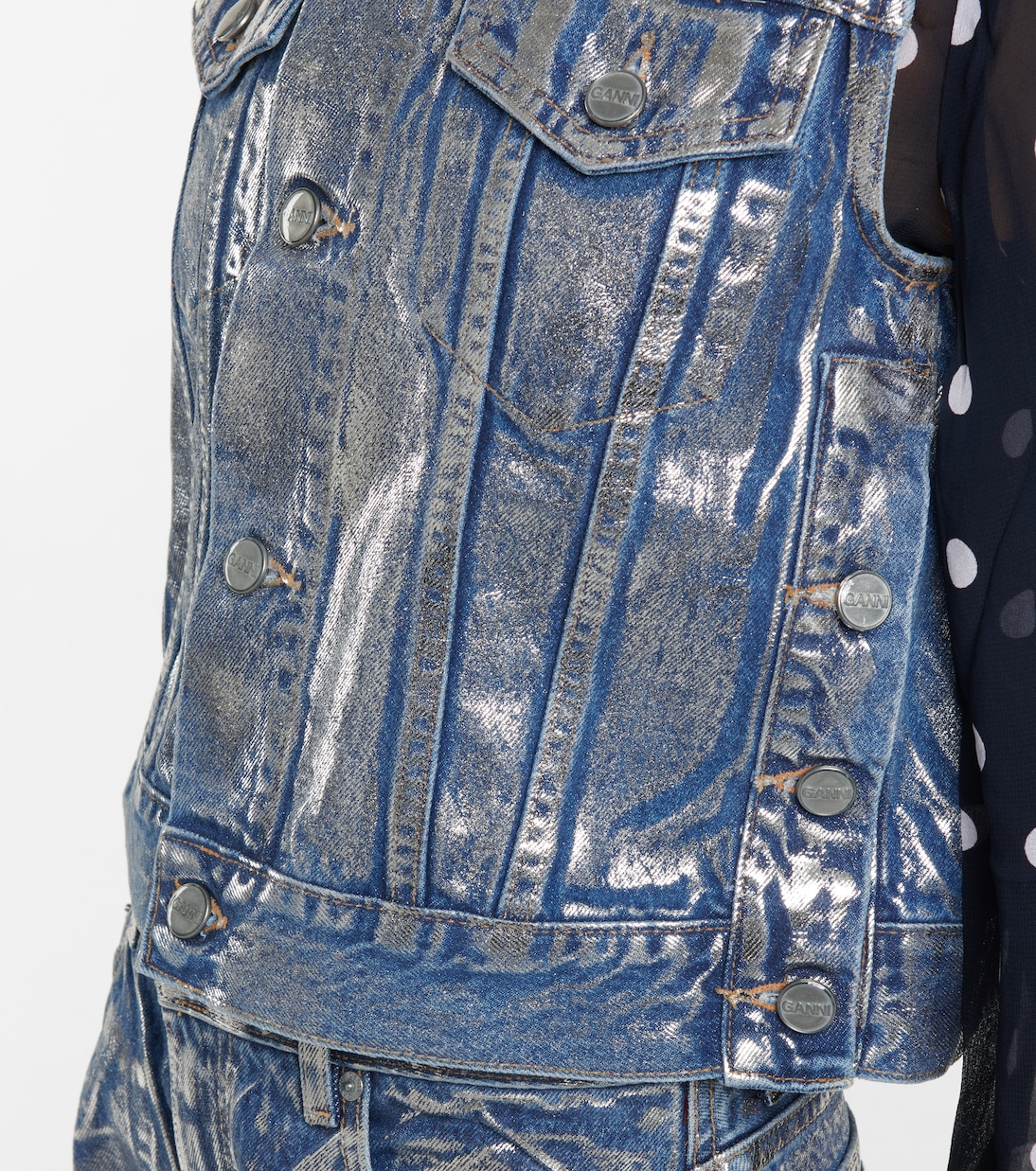Chaleco de denim metalizado | Ganni