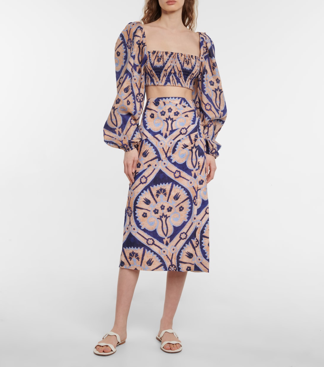 Filles De Joie printed linen crop top | Johanna Ortiz