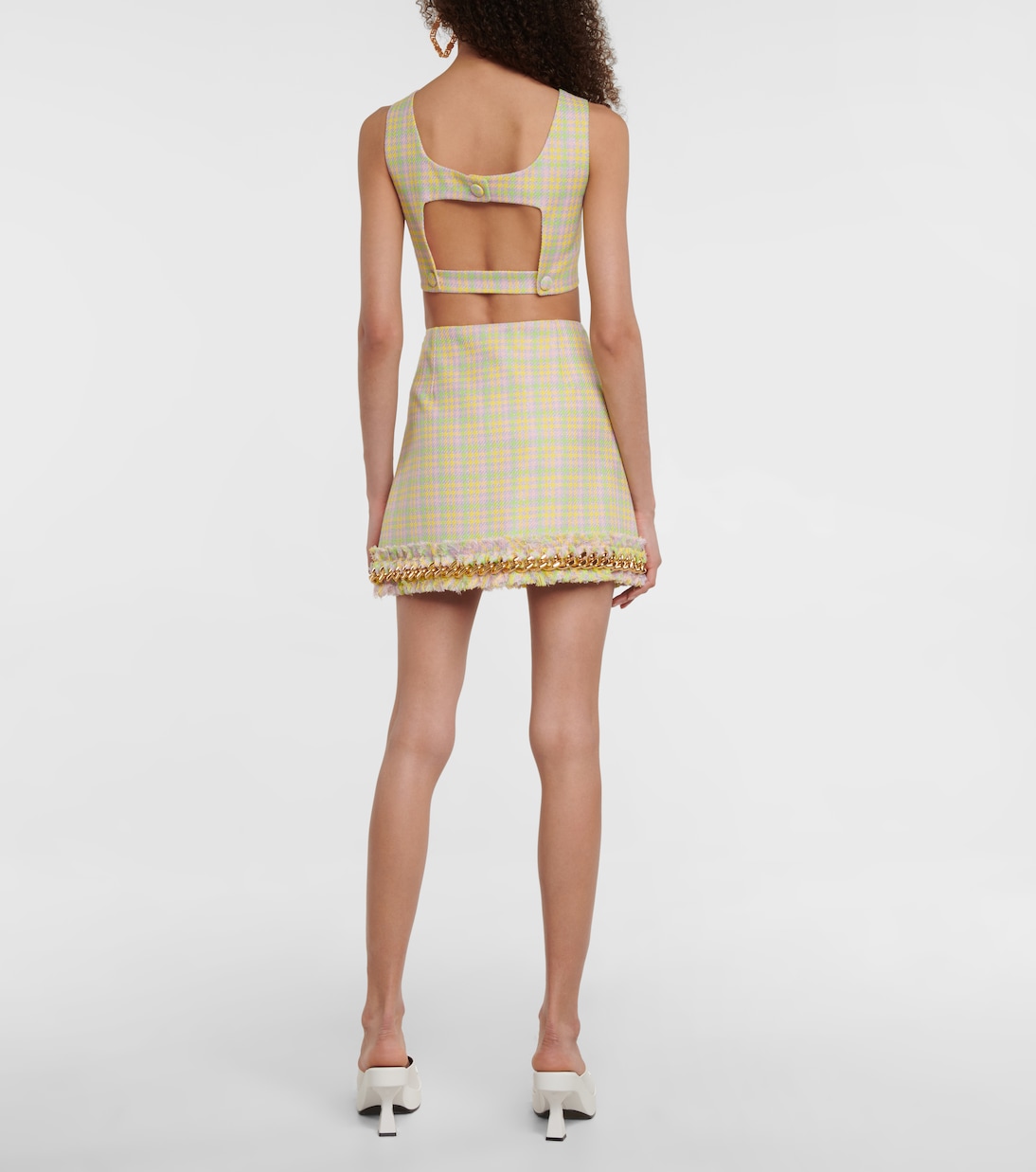 Mini-jupe en coton mélangé à ornements | Versace
