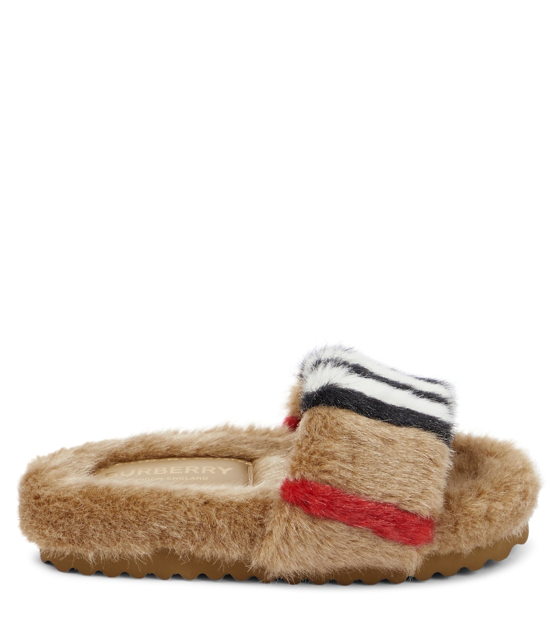 Icon Stripe faux fur slides | Burberry Kids