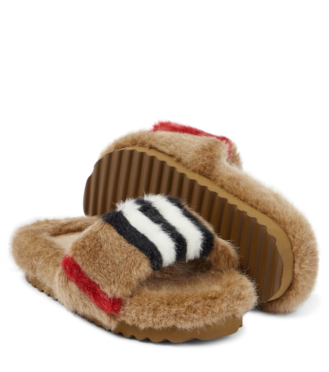 Icon Stripe faux fur slides | Burberry Kids