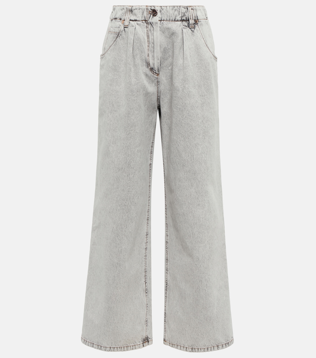 Jeans a gamba larga e vita alta | Brunello Cucinelli