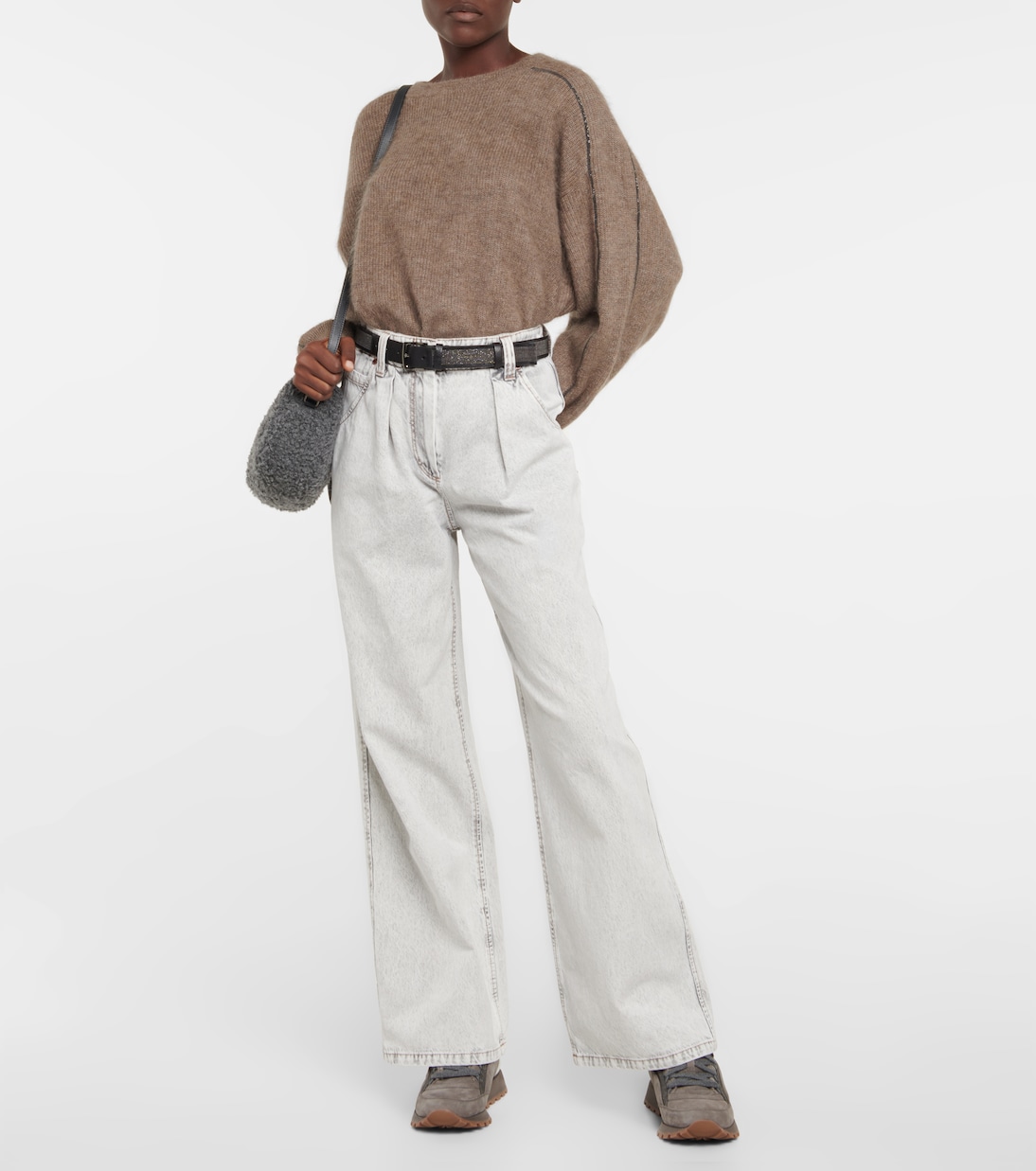 Jeans a gamba larga e vita alta | Brunello Cucinelli