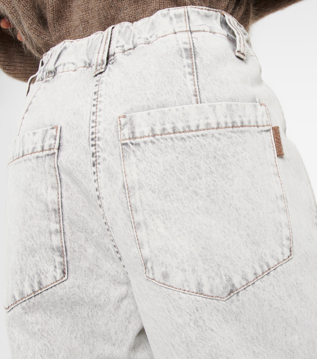 Jeans a gamba larga e vita alta | Brunello Cucinelli