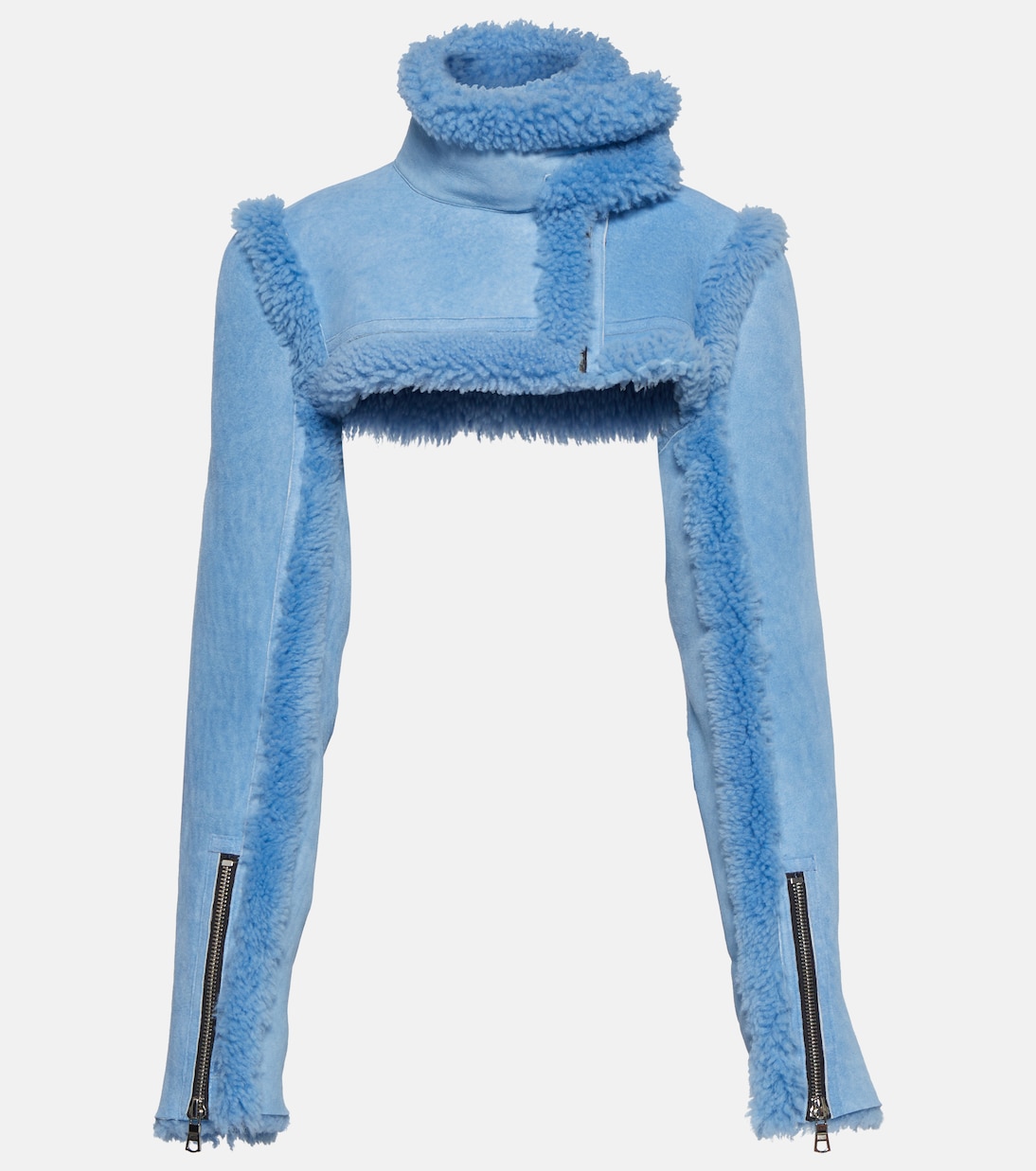 Veste raccourcie en cuir et shearling | LaQuan Smith