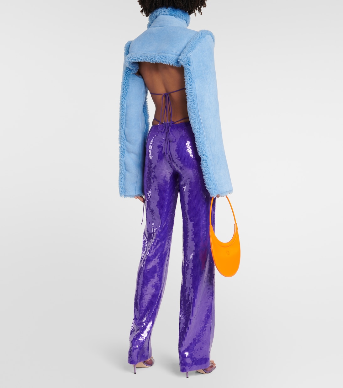 Veste raccourcie en cuir et shearling | LaQuan Smith