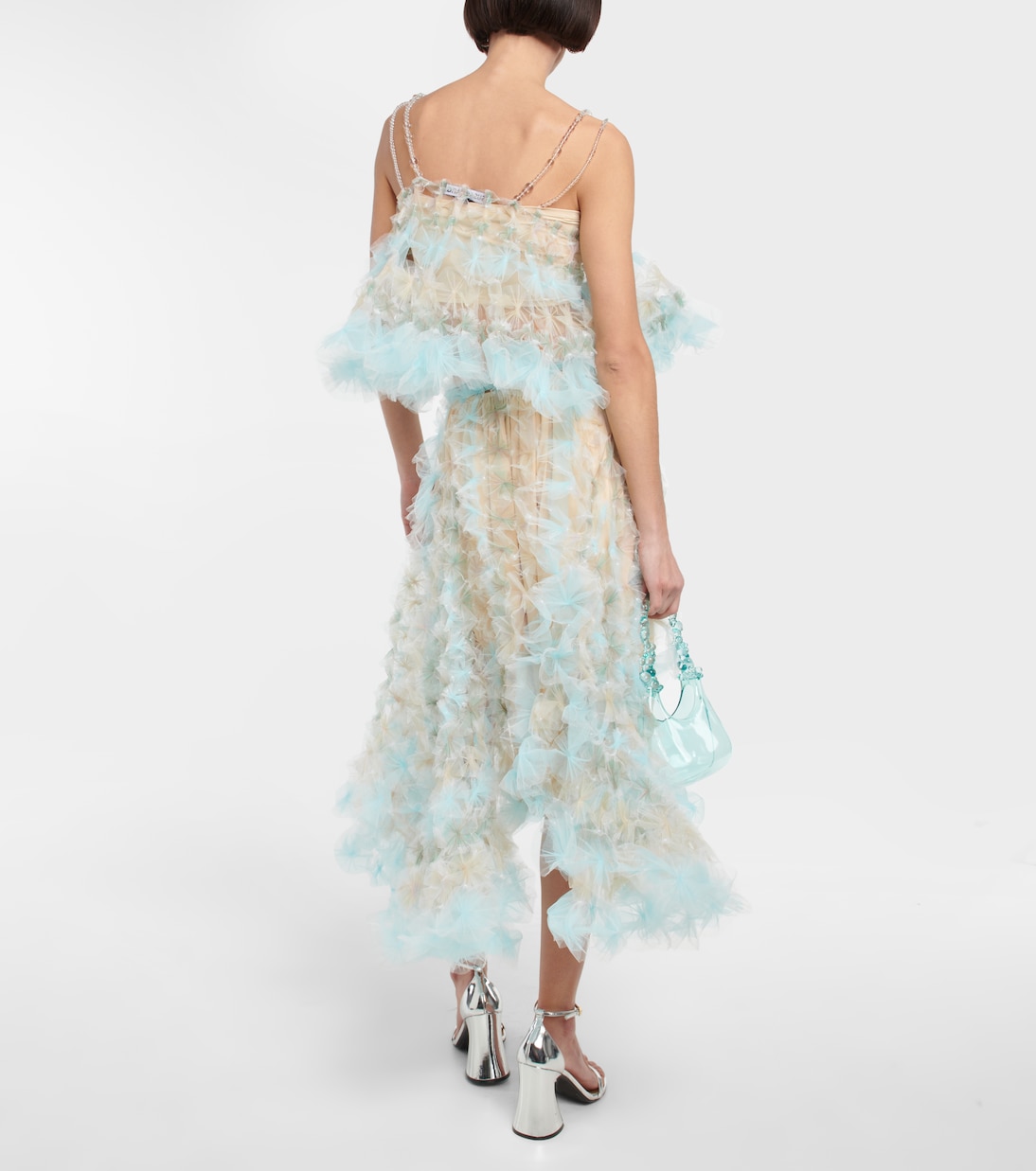 Falda midi con flores de tul | Susan Fang