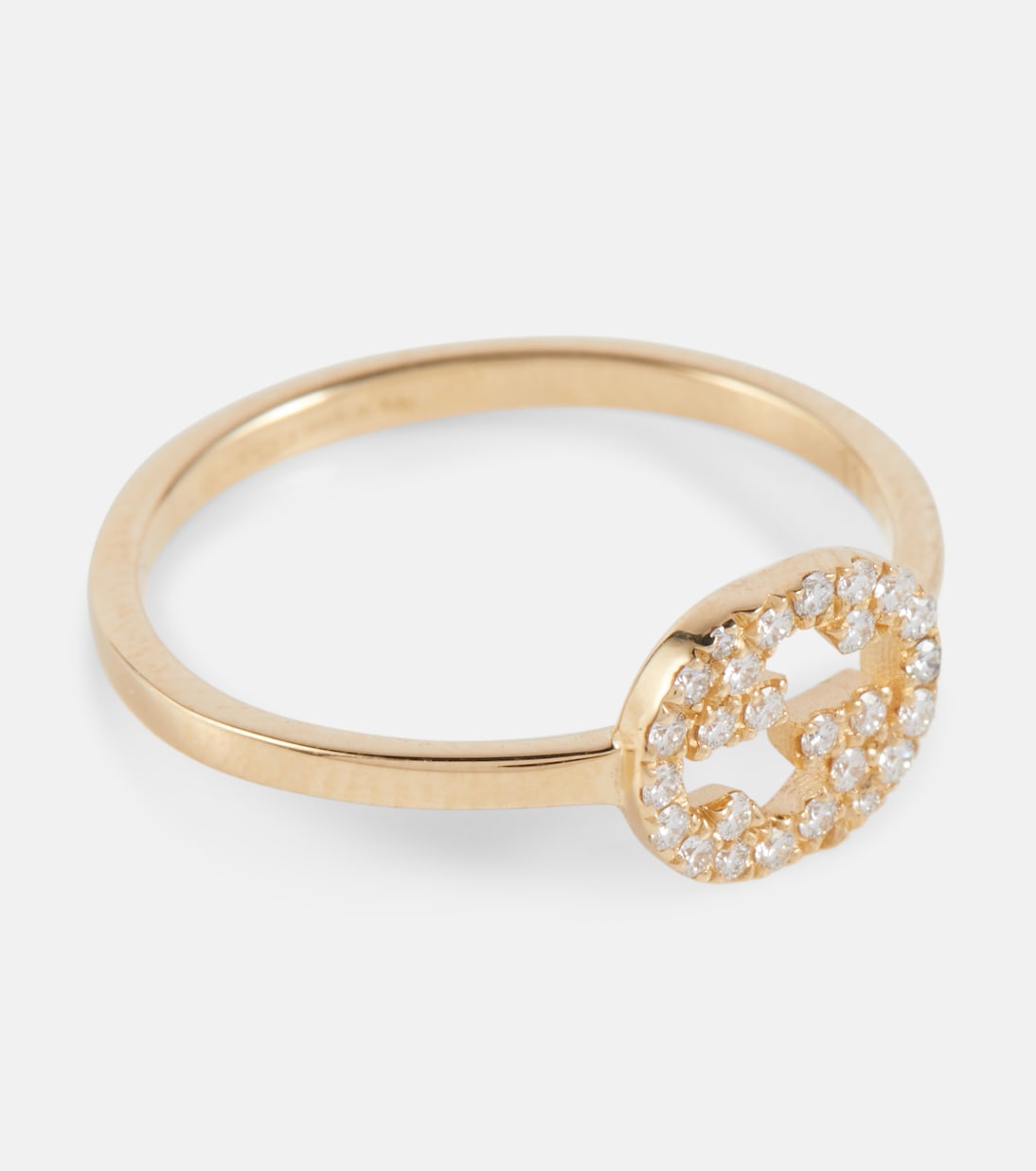Anello GUCCI in oro 18kt con diamanti e logo G intrecciato, stile giovane e raffinato