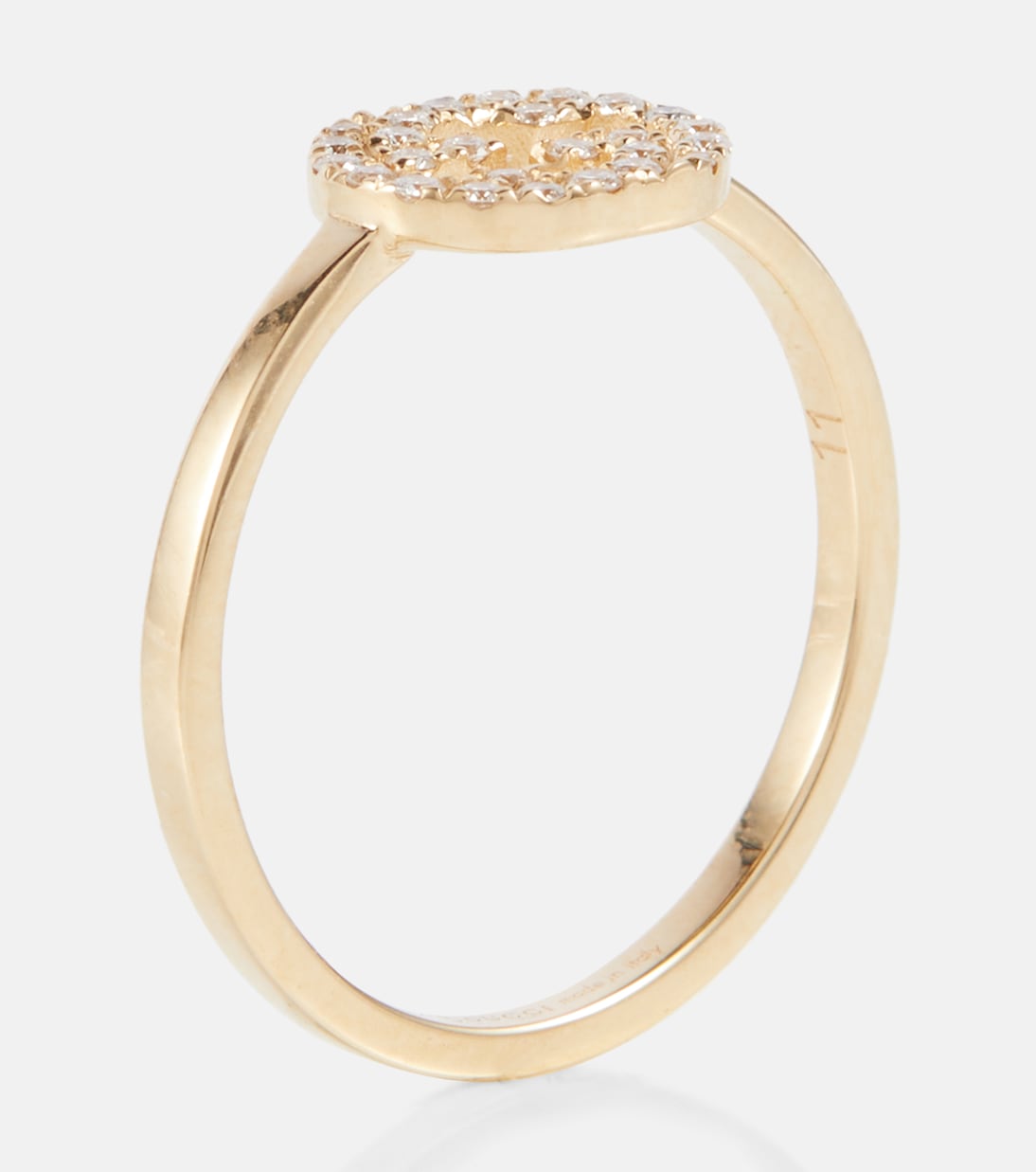 Anello GUCCI in oro 18kt con diamanti e logo G intrecciato, stile giovane e raffinato