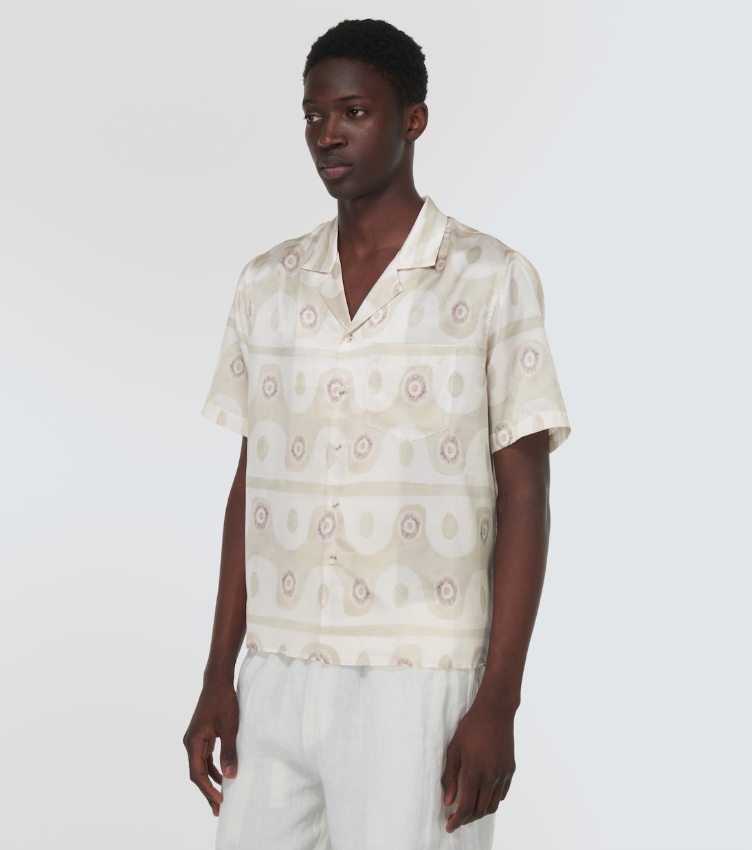 Camicia in seta e cotone con stampa | Commas