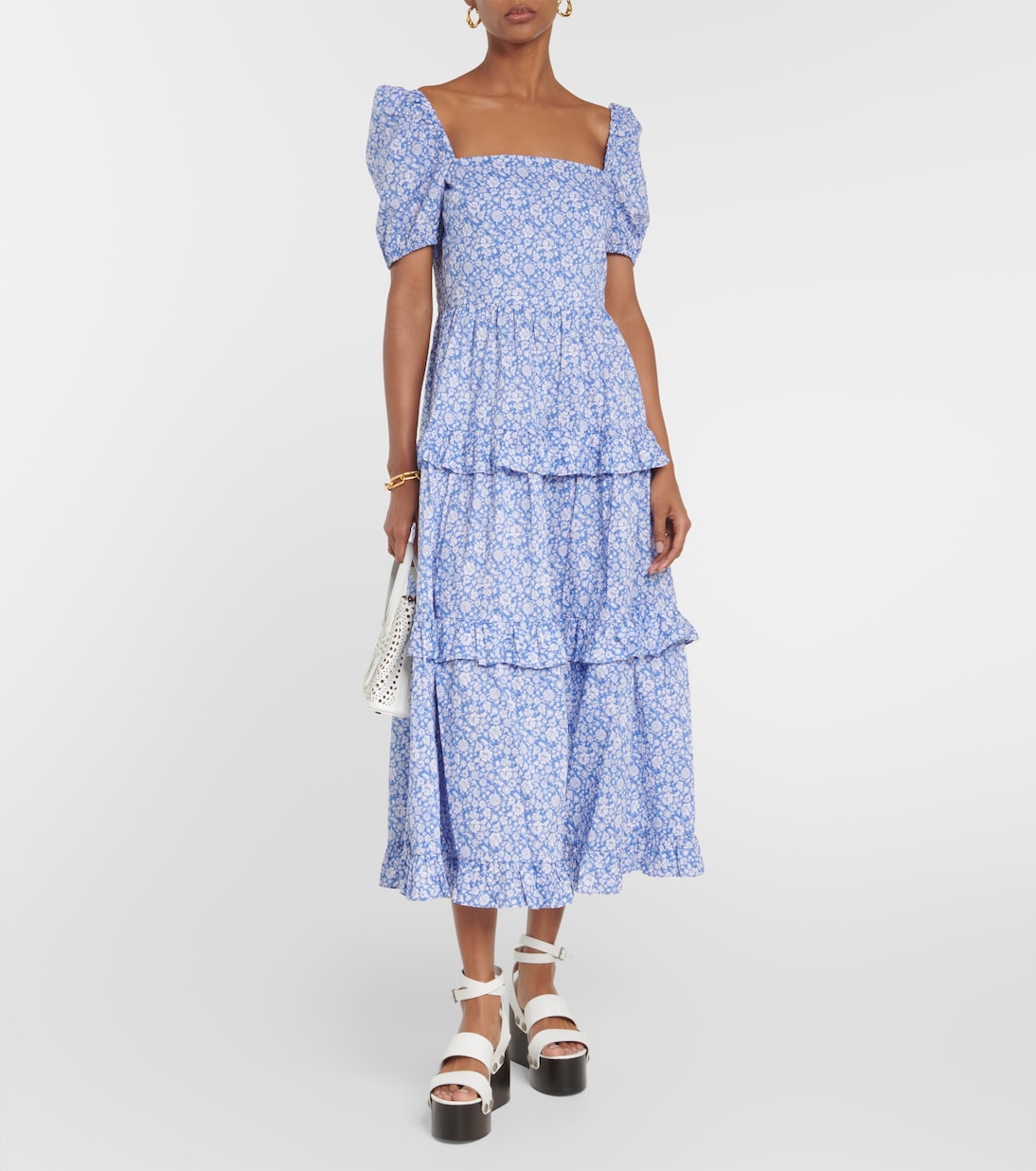 Abito midi in cotone con balze | Polo Ralph Lauren