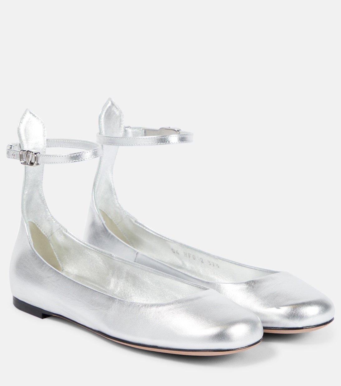 Tan Go metallic leather ballet flats in silver Valentino Garavani Mytheresa