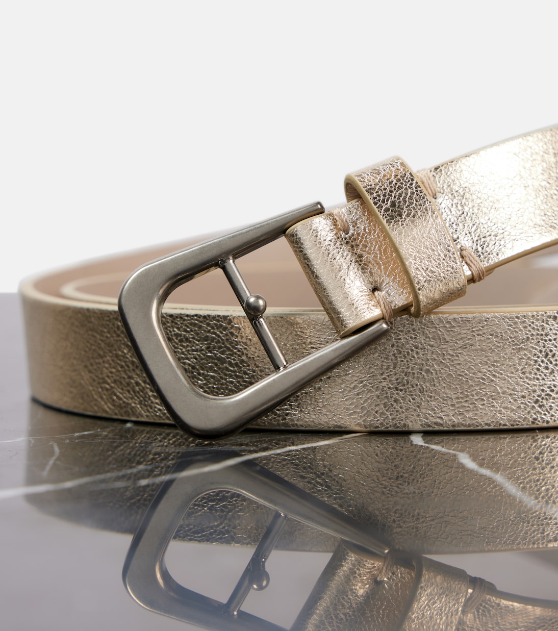 Cintura in Pelle Metallizzata Brunello Cucinelli per Stile Giovanile