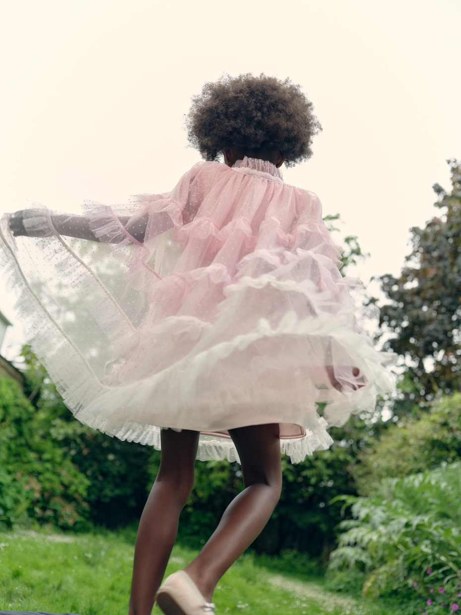 Mantella in mesh con balze | Self-Portrait Kids