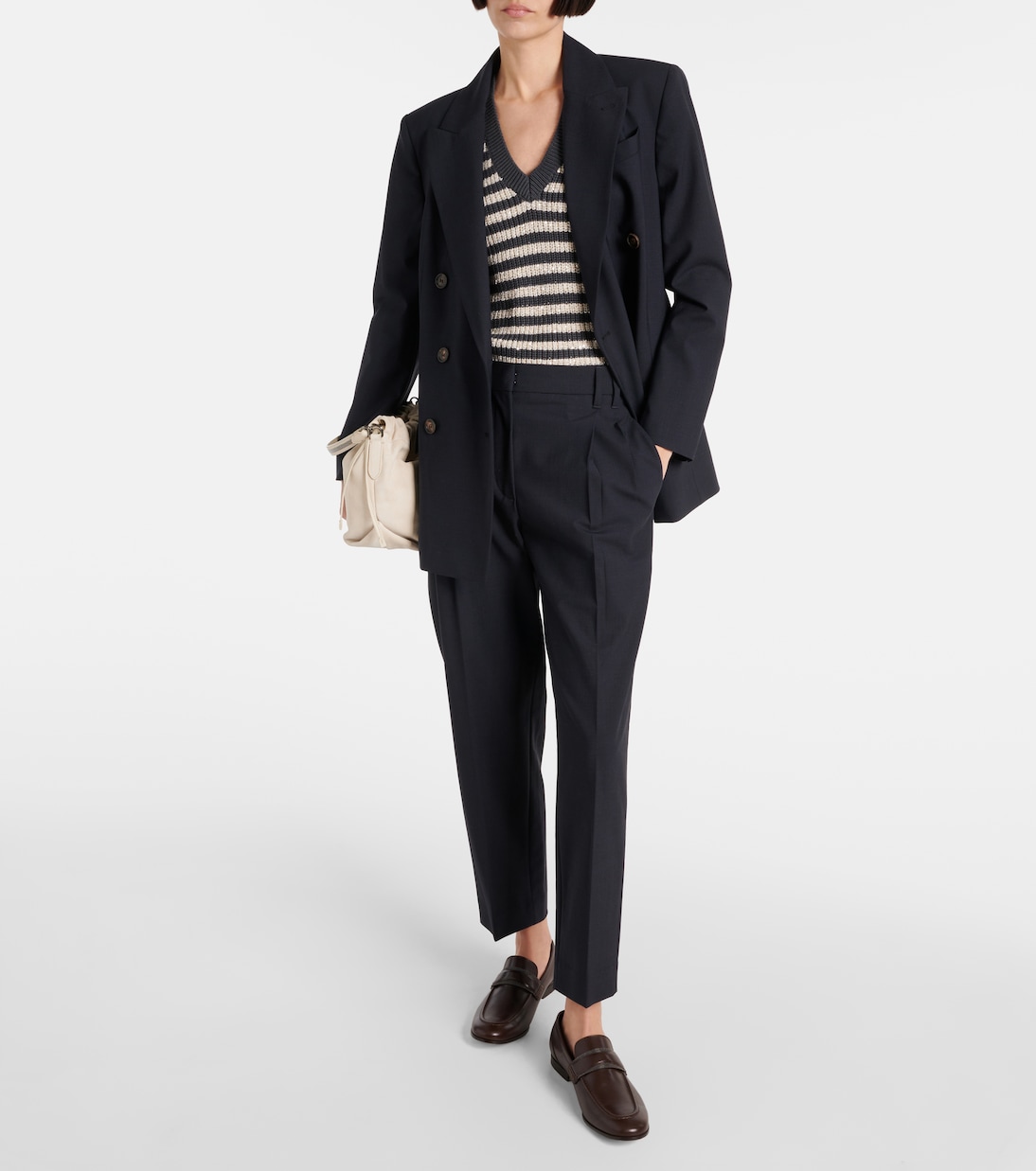 Pantalon tapered en laine mélangée | Brunello Cucinelli
