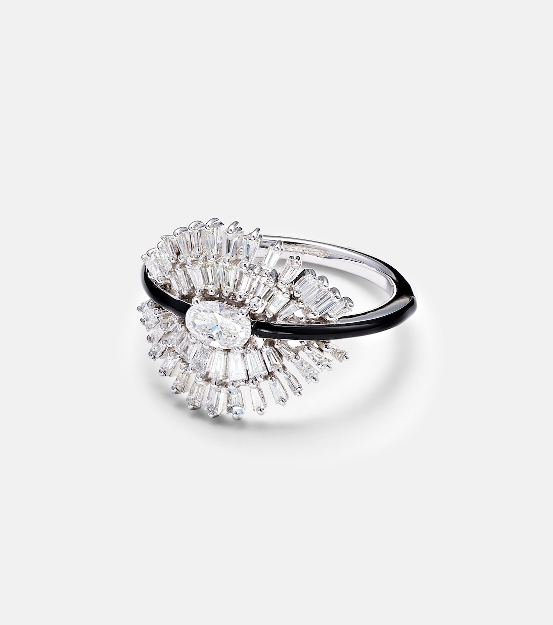 Anello per mignolo Eyelash in oro bianco 18kt con diamanti | Kamyen