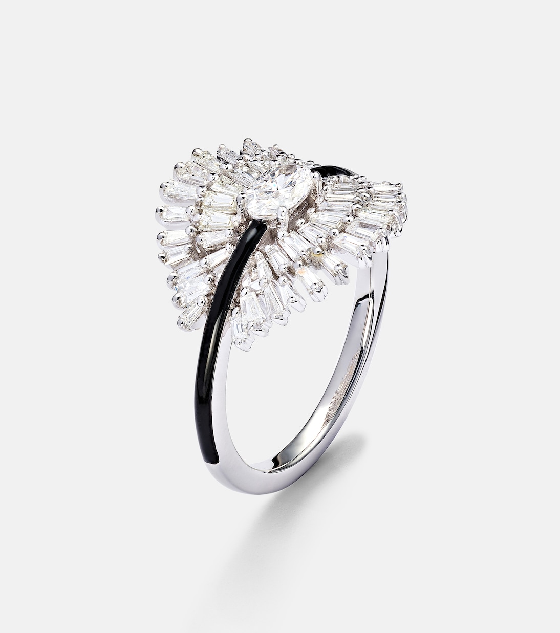 Anello per mignolo Eyelash in oro bianco 18kt con diamanti | Kamyen