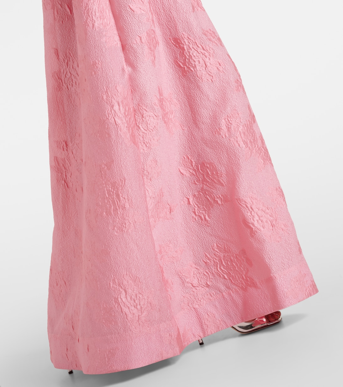 Zelie printed one-shoulder gown | Rebecca Vallance