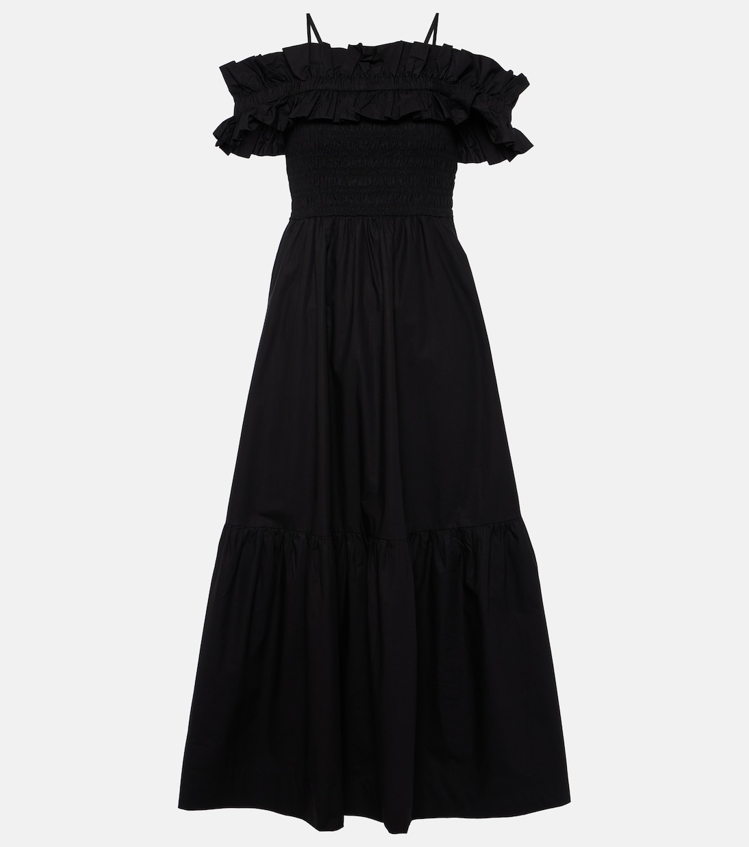 Midikleid Shirred aus Baumwollpopeline | Ganni
