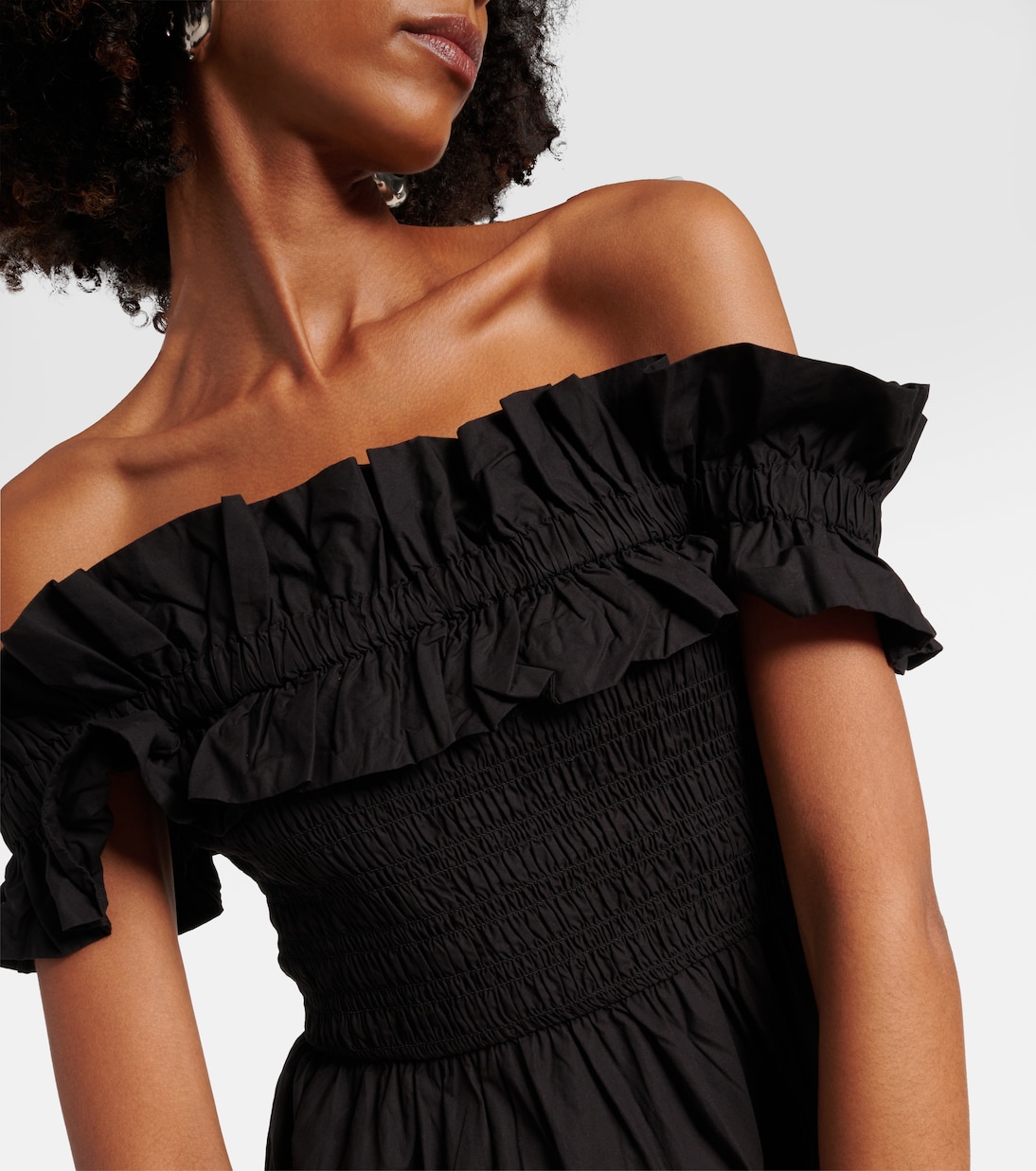 Midikleid Shirred aus Baumwollpopeline | Ganni
