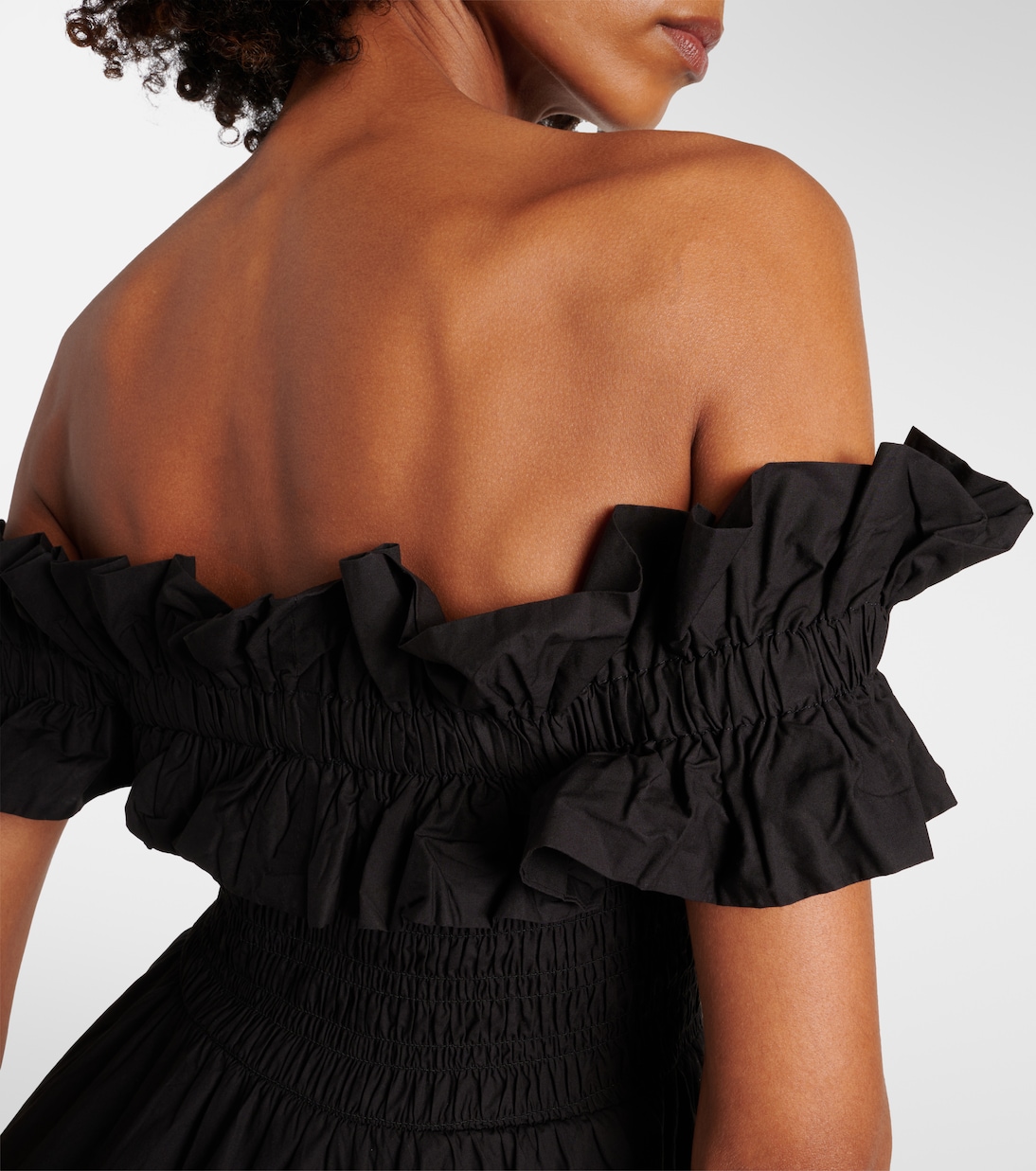Midikleid Shirred aus Baumwollpopeline | Ganni