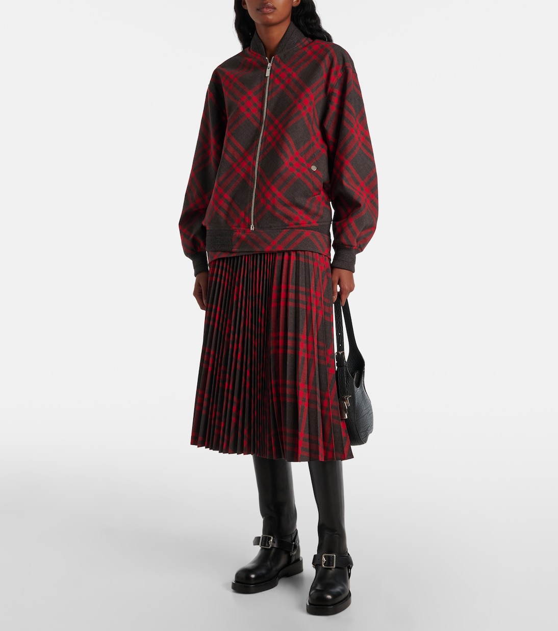 Falda midi con Burberry Check plisada | Burberry