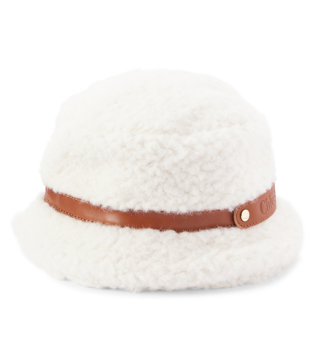 Cappello da pescatore in shearling sintetico con pelle | Chloé Kids