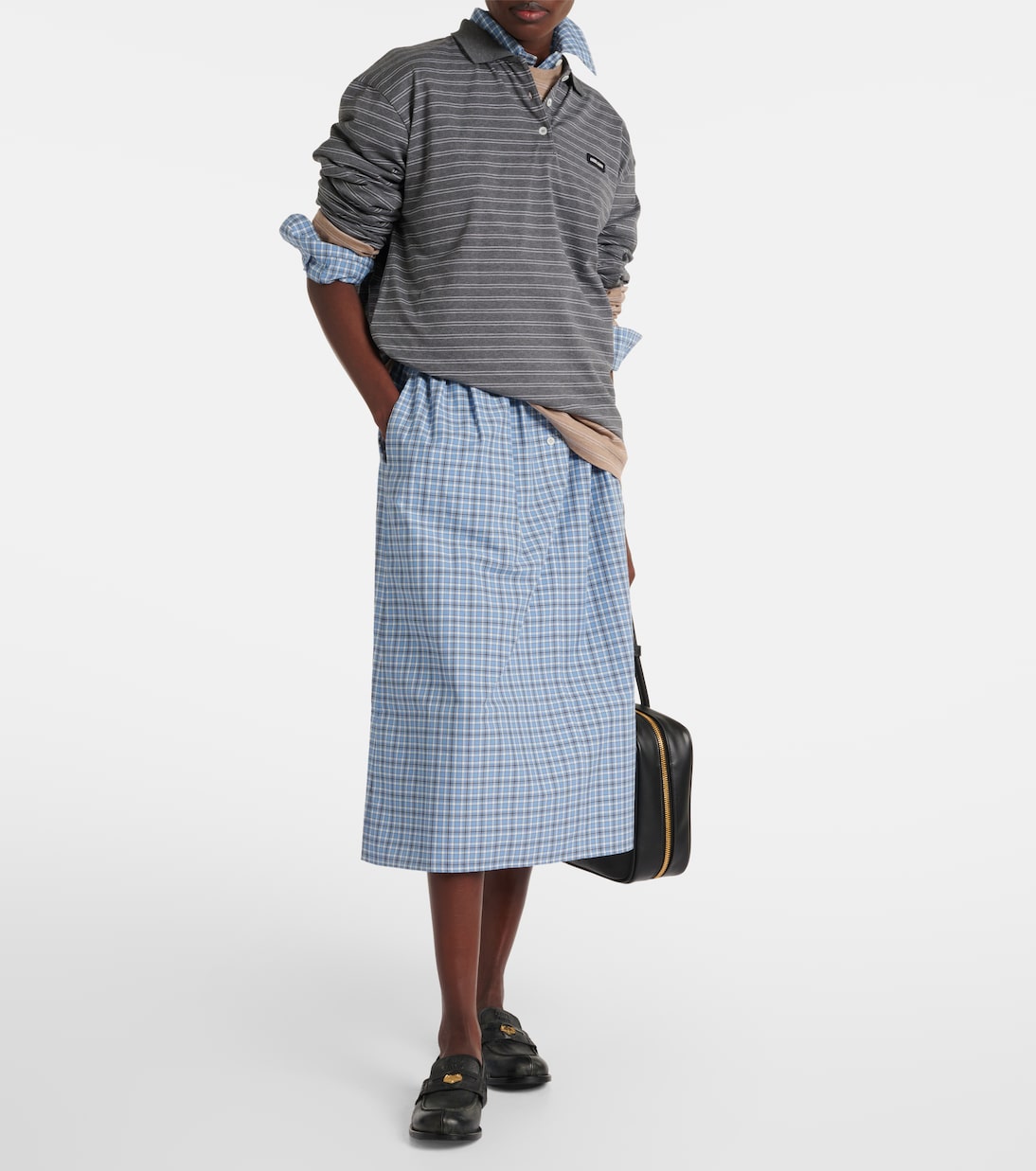 Polo rayé en coton  | Miu Miu
