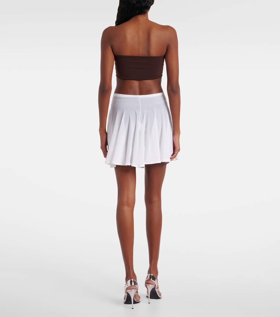 Alaïa - Gonna mini con pieghine e trasparenze