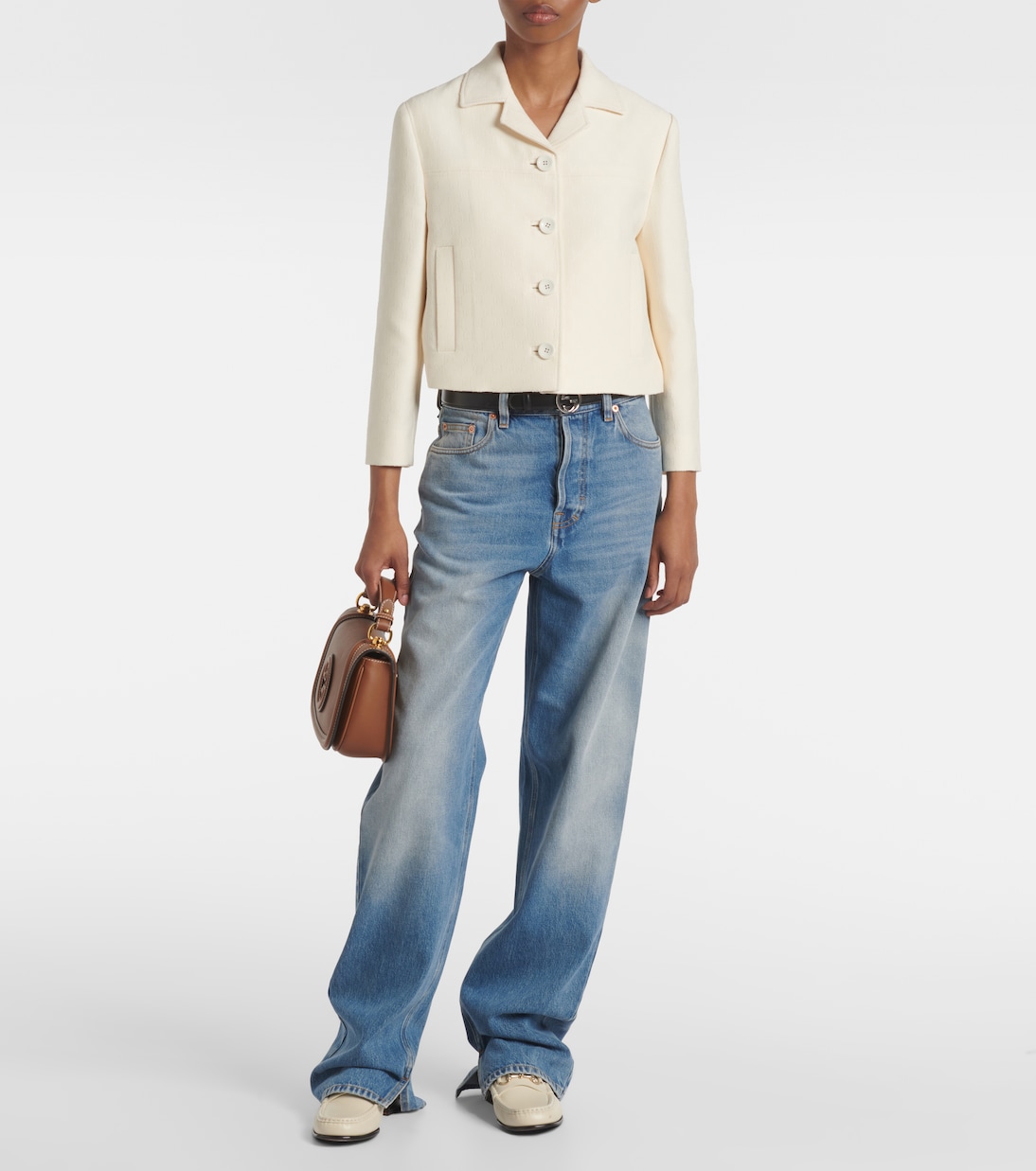 Giacca in crêpe di lana e seta GG | Gucci