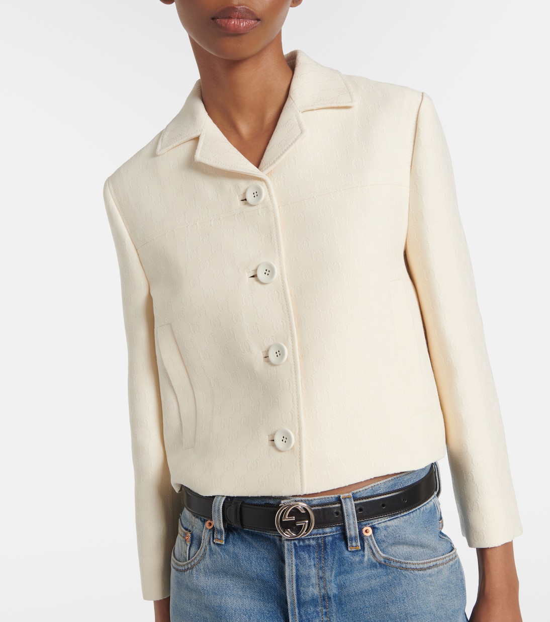 Giacca in crêpe di lana e seta GG | Gucci