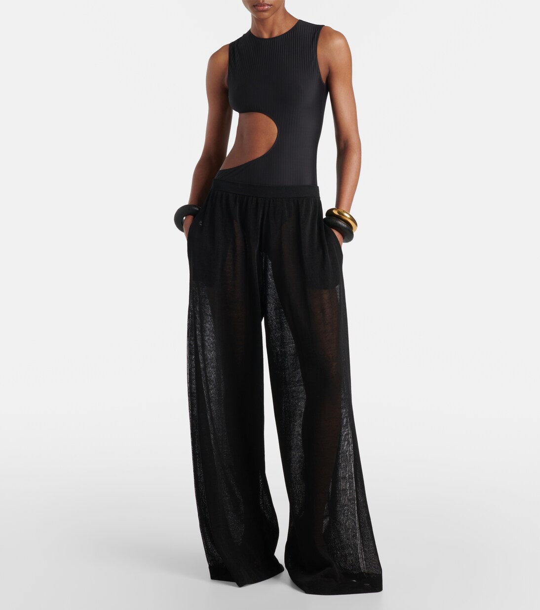 Sheer linen and silk wide-leg pants | Alaïa