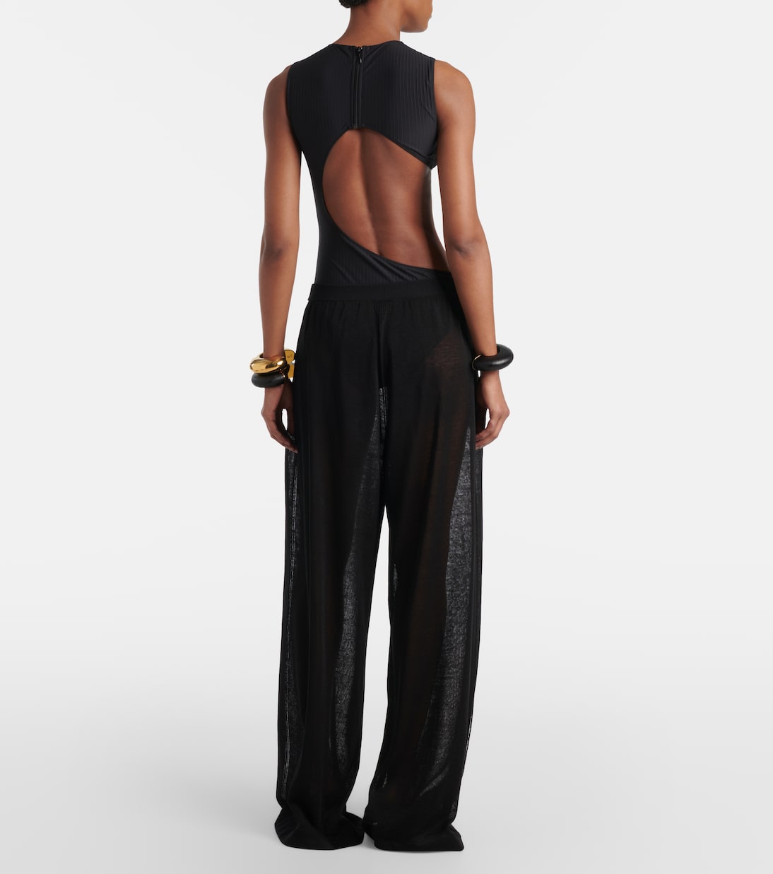 Sheer linen and silk wide-leg pants | Alaïa
