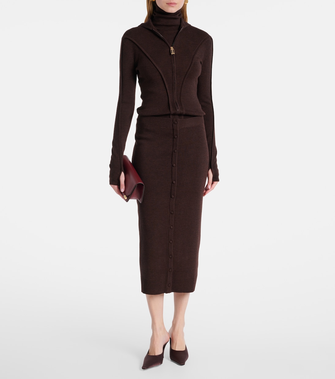 Knitted wool-blend midi skirt | Victoria Beckham