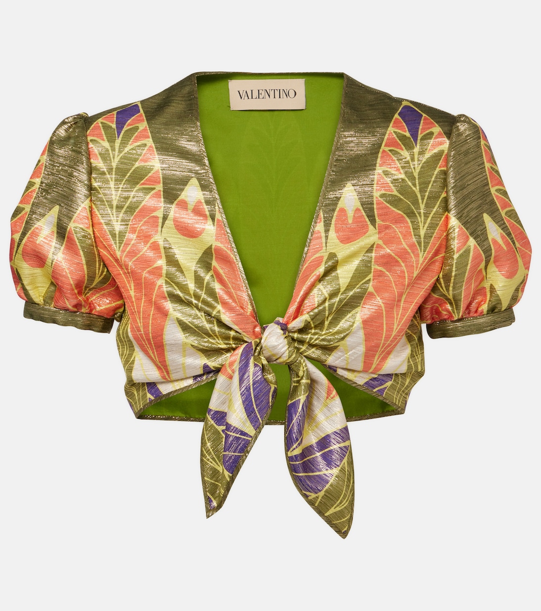 Printed silk-blend crop top | Valentino
