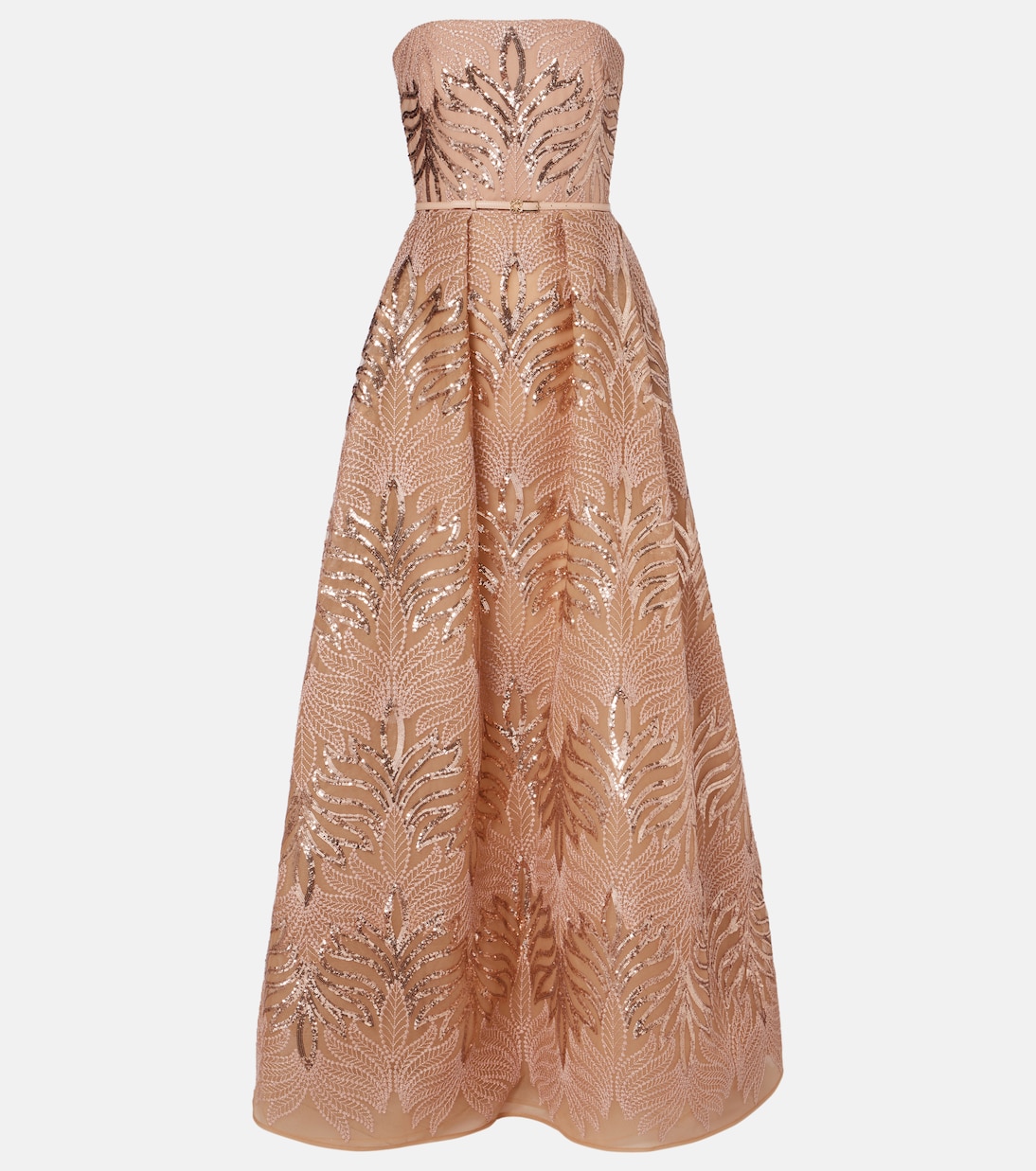 시퀸 스트랩리스 이브닝 가운 | Elie Saab