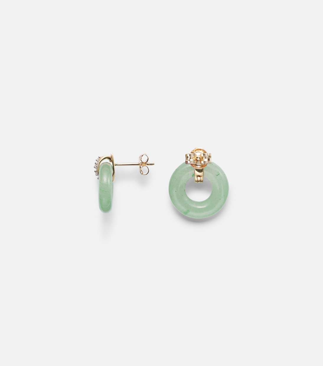Boucles d’oreilles en or 14 ct, jade et diamants | Mateo