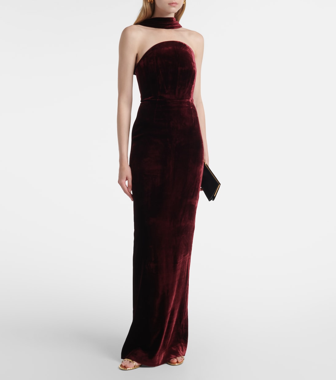 Scarf-detail velvet corset gown | Roland Mouret