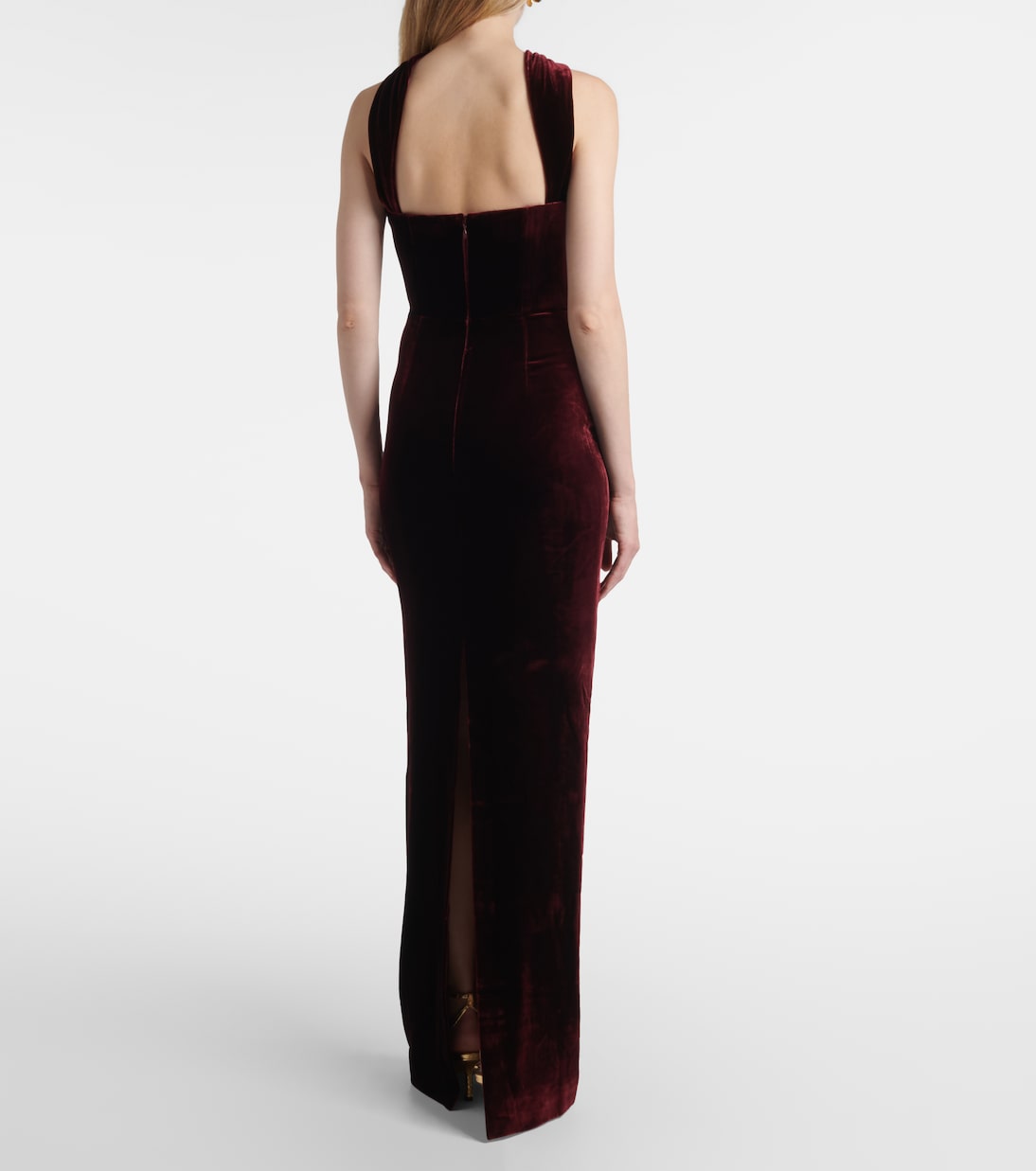 Scarf-detail velvet corset gown | Roland Mouret