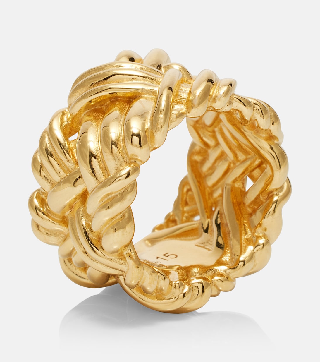 Anillo Intreccio de plata de ley bañada en oro | Bottega Veneta