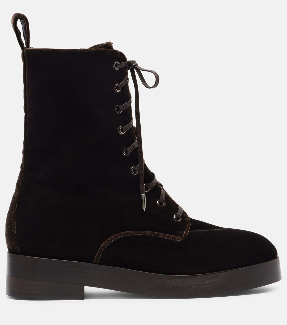 Ben 20 leather-trimmed velvet combat boots | Aquazzura