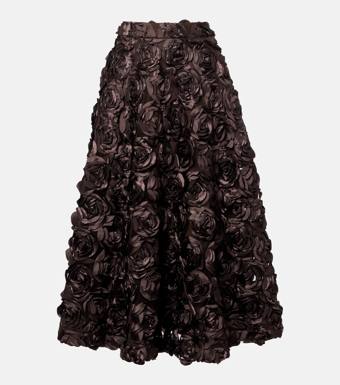 Floral-appliqué mesh midi skirt | Rotate