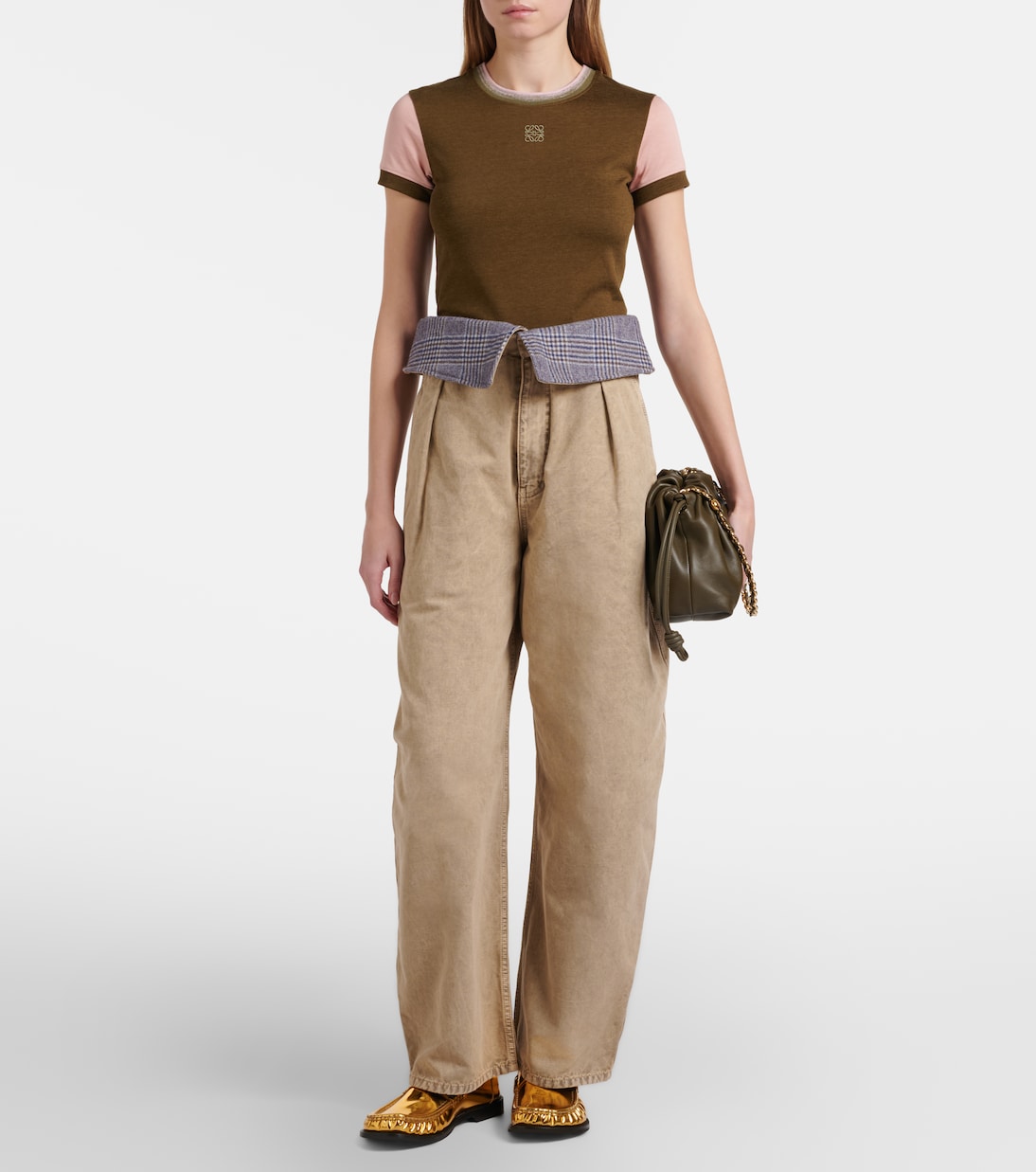 Wool-trimmed barrel-leg jeans | Loewe