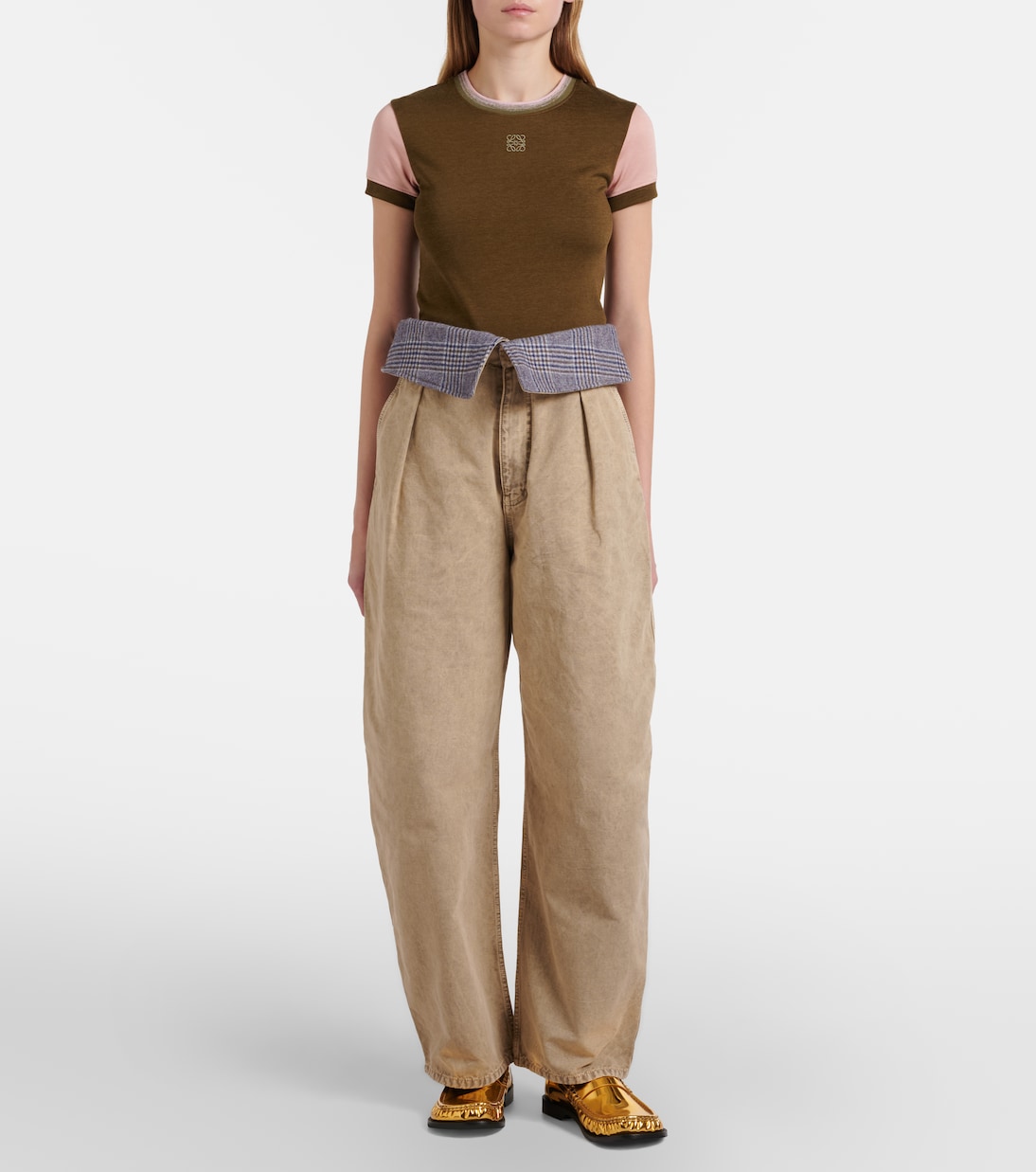 Wool-trimmed barrel-leg jeans | Loewe